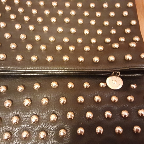 Gold detailed rock chic clutch, messenger bag - Picture 3 of 5